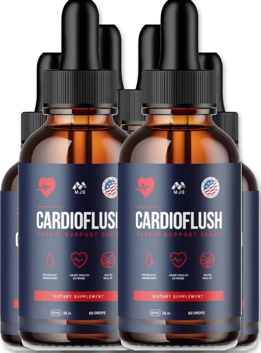 CardioFlush liquid tincture, six-bottle package, as shown on the product's own marketing page
