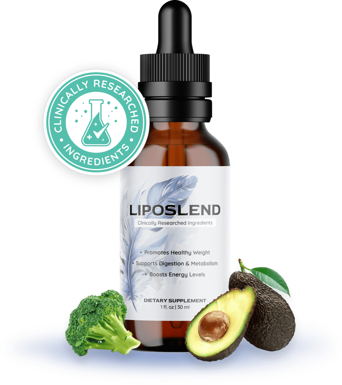 LipoSlend liquid dropper bottle, as shown on the product's own marketing page