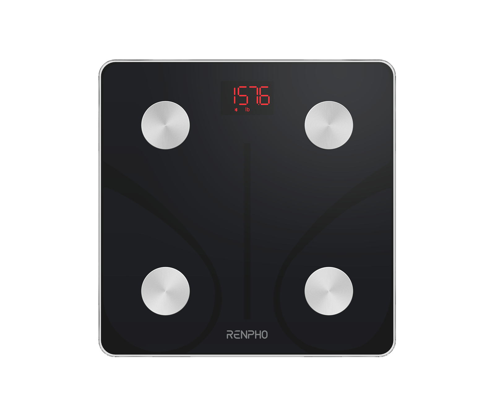 RENPHO Elis 1 Smart Body Scale, black tempered-glass platform with four metal BIA sensors and LED display
